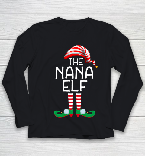 The Nana Elf Family Matching Group Christmas Gift Grandma Youth Long Sleeve