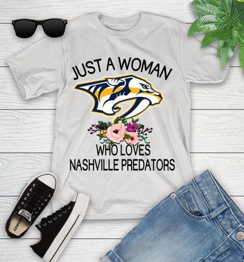 NHL Just A Woman Who Loves Nashville Predators Hockey Sports Youth T-Shirt
