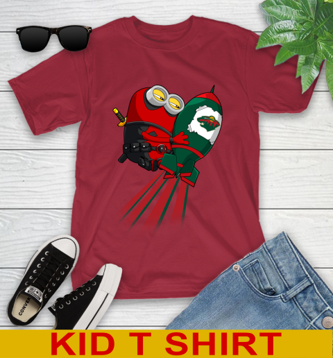 NHL Hockey Minnesota Wild Deadpool Minion Marvel Shirt Youth T-Shirt 12