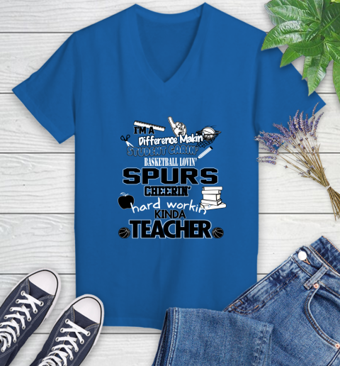 San Antonio Spurs NBA I'm A Difference Making Student Caring Basketball Loving Kinda Teacher Women's V-Neck T-Shirt 10