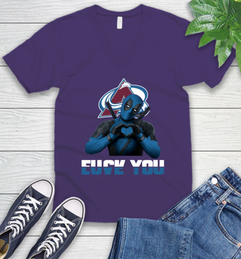 NHL Colorado Avalanche Deadpool Love You Fuck You Hockey Sports V-Neck T-Shirt 9