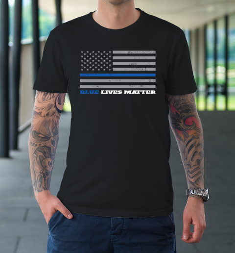 Blue Lives Matter  Thin Blue Line Flag T-Shirt