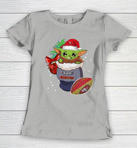 San Francisco 49ers Christmas Baby Yoda Star Wars Funny Happy NFL Women's T-Shirt 11