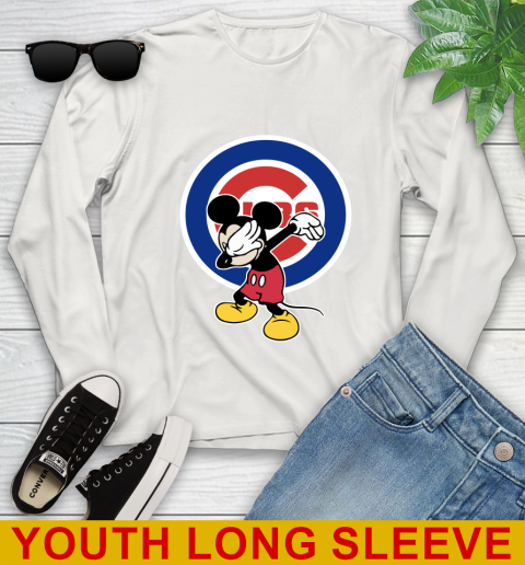 Chicago Cubs MLB Baseball Dabbing Mickey Disney Sports Youth Long Sleeve 12