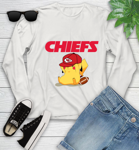 NFL Pikachu Football Sports Kansas City Chiefs Youth Long Sleeve 12