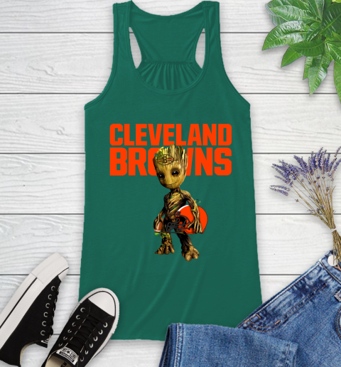 Cleveland Browns NFL Football Groot Marvel Guardians Of The Galaxy Racerback Tank 7