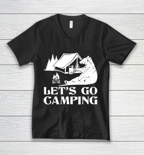 Let's go Camping Bear V-Neck T-Shirt