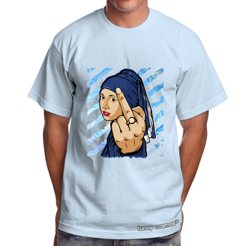 Air Jordan 12 French Blue Matching Sneaker Shirt The girl With The Pearl Earing Middle Finger White And Blue Sneaker Tshirt
