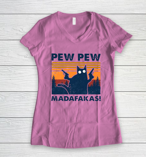 Cat Pew Pew Madafakas Vintage Women's V-Neck T-Shirt 8