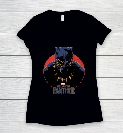Marvel Black Panther Movie Retro Circle Portrait Women's V-Neck T-Shirt