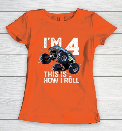 Kids Monster Truck I'm 4 This Is How I Roll T-Shirt 4th Birthday Kids Monster Truck I'm 4 This Is How I Roll T-Shirt 4th Birthday
