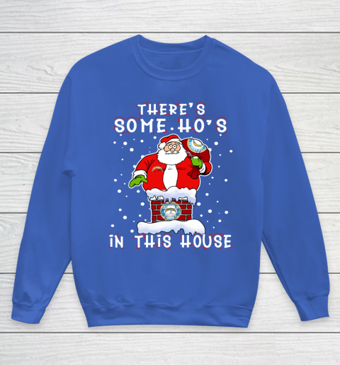 Los Angeles Chargers Christmas There Is Some Hos In This House Santa Stuck In The Chimney NFL Youth Sweatshirt 6
