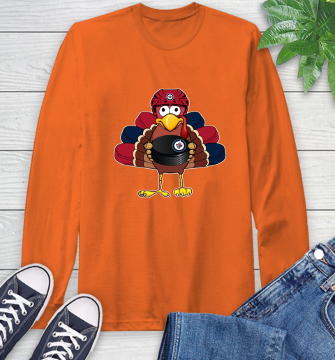 Winnipeg Jets Turkey Thanksgiving Day Long Sleeve T-Shirt 5