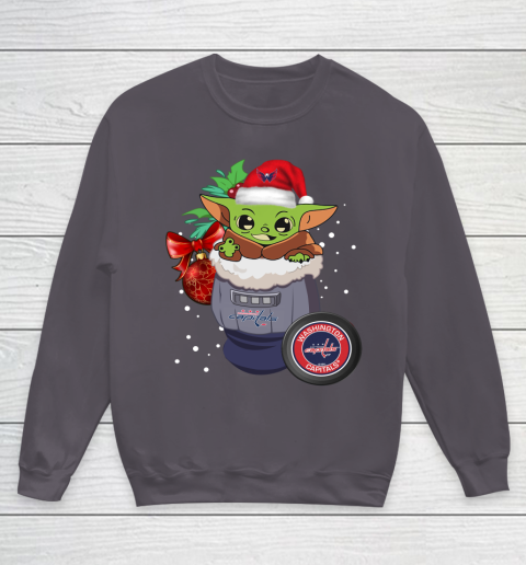 Washington Capitals Christmas Baby Yoda Star Wars Funny Happy NHL Youth Sweatshirt 6