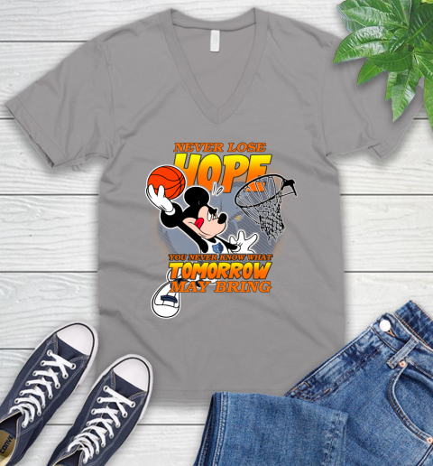 Memphis Grizzlies NBA Basketball Mickey Disney Never Lose Hope V-Neck T-Shirt 3