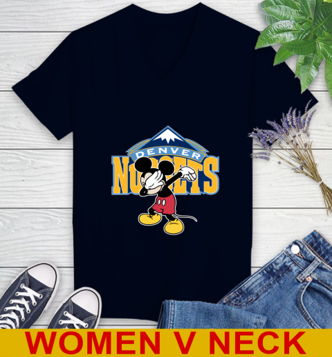 Denver Nuggets NBA Basketball Dabbing Mickey Disney Sports Women's V-Neck T-Shirt 3