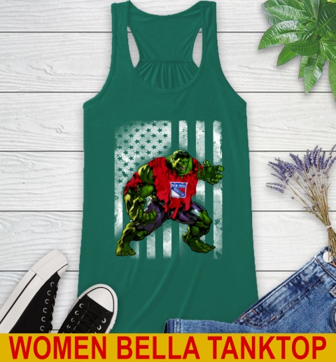 New York Rangers Hulk Marvel Avengers NHL Hockey American Flag Racerback Tank 5