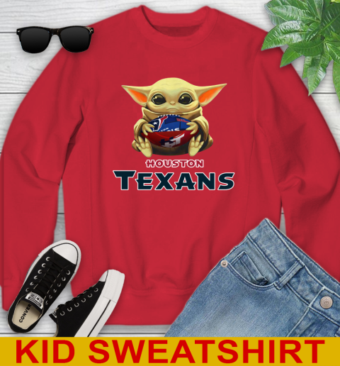 NFL Football Houston Texans Baby Yoda Star Wars Shirt Youth Sweatshirt 8
