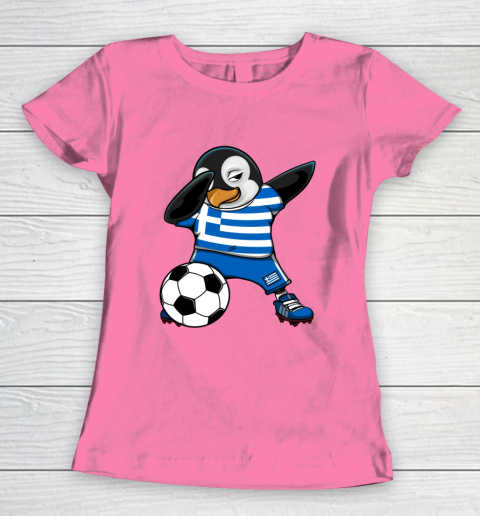 Dabbing Penguin Greece Soccer Fans Jersey Football Lovers Women's T-Shirt 9