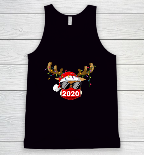 Reindeer With Face Mask Christmas 2020 Family Pajamas Xmas Tank Top