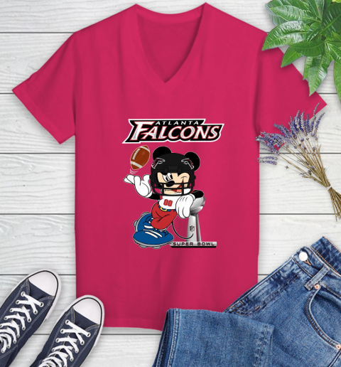 NFL Atlanta Falcons Mickey Mouse Disney Super Bowl Football T Shirt Women's V-Neck T-Shirt 9