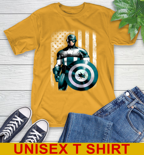 San Jose Sharks NHL Hockey Captain America Marvel Avengers American Flag Shirt T-Shirt 2