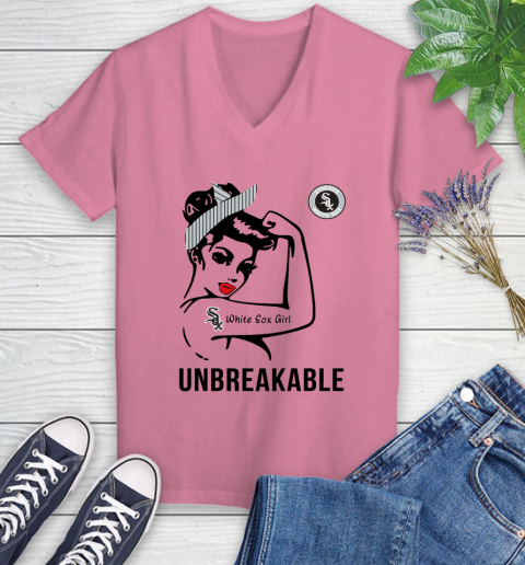 MLB Chicago White Sox Girl Unbreakable Baseball Sports Women's V-Neck T-Shirt 8