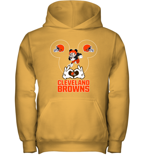 I Love The Browns Mickey Mouse Cleveland Browns Youth Hoodie 