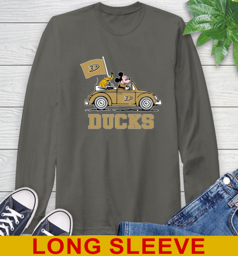 NHL Hockey Anaheim Ducks Pluto Mickey Driving Disney Shirt Long Sleeve T-Shirt 8