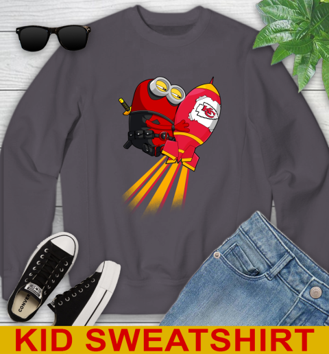 NFL Football Kansas City Chiefs Deadpool Minion Marvel Shirt Youth Sweatshirt 5