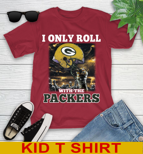 Green Bay Packers NFL Football I Only Roll With My Team Sports Youth T-Shirt 12