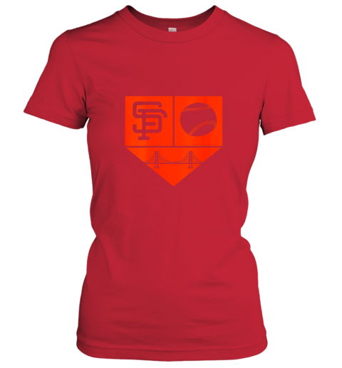 krx9 womens san francisco baseball home plate vintage sf the city gift ladies t shirt 20 front red