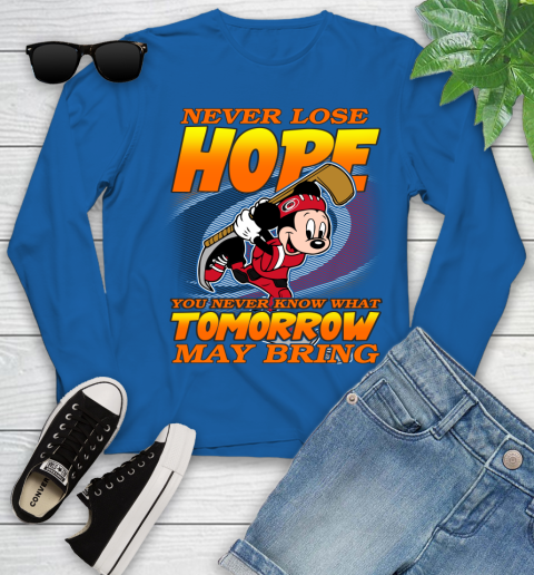 Carolina Hurricanes NHL Hockey ootball Mickey Disney Never Lose Hope Youth Long Sleeve 10