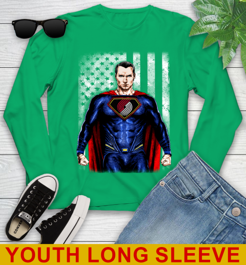 NBA Basketball Portland Trail Blazers Superman DC Shirt Youth Long Sleeve 8 NBA Basketball Portland Trail Blazers Superman DC Shirt Youth Long Sleeve - Image 8
