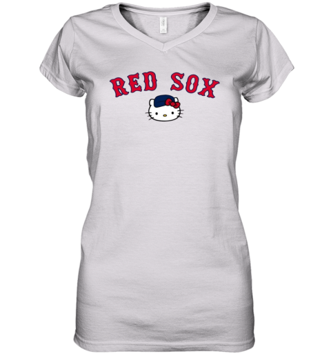 MLB Red Sox Hello Kitty 2025 Giveaway Women's V-Neck T-Shirt