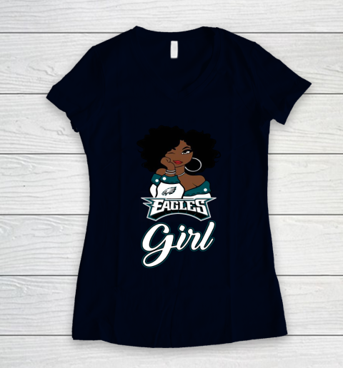 Philadelphia Eagles Girl NFL Women's V-Neck T-Shirt 3