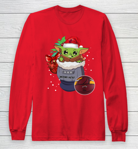 Miami Heat Christmas Baby Yoda Star Wars Funny Happy NBA Long Sleeve T-Shirt 10