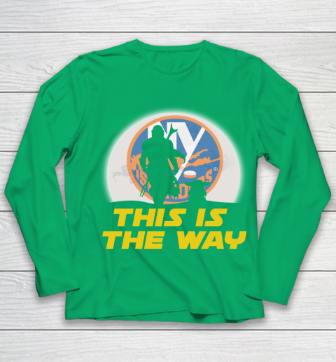 New York Islanders NHL Ice Hockey Star Wars Yoda And Mandalorian This Is The Way Youth Long Sleeve 4