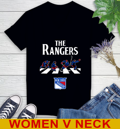 NHL Hockey New York Rangers The Beatles Rock Band Shirt Women's V-Neck T-Shirt