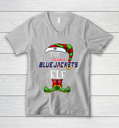 Columbus Blue Jackets Christmas ELF Funny NHL V-Neck T-Shirt 3