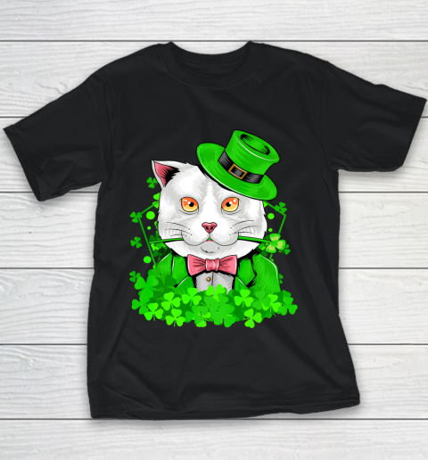 Cat Leprechaun Cat Lover Shamrock St Patrick s Day Youth T-Shirt