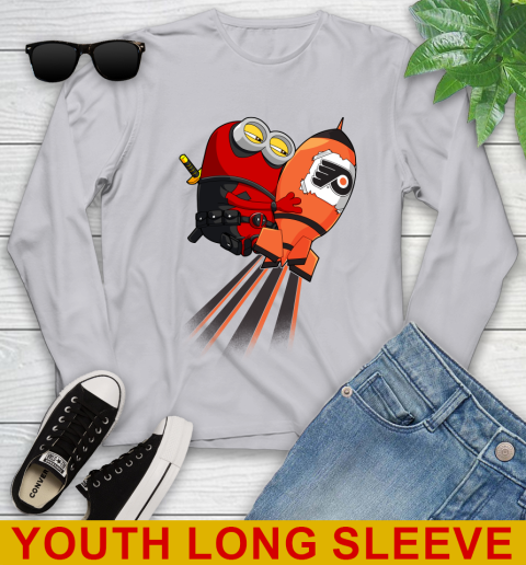 NHL Hockey Philadelphia Flyers Deadpool Minion Marvel Shirt Youth Long Sleeve 5