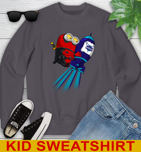NBA Basketball Charlotte Hornets Deadpool Minion Marvel Shirt Youth Sweatshirt 5