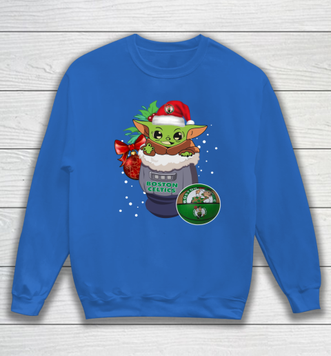 Boston Celtics Christmas Baby Yoda Star Wars Funny Happy NBA Sweatshirt 7