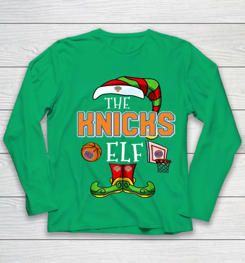New York Knicks Christmas ELF Funny NBA Youth Long Sleeve 4