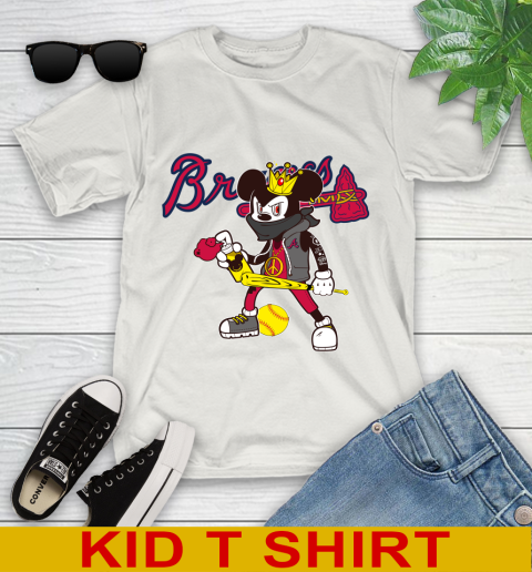 Atlanta Braves MLB Baseball Mickey Peace Sign Sports Youth T-Shirt 12