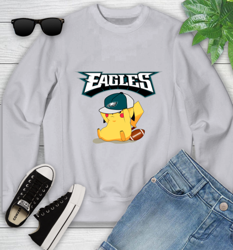 NFL Pikachu Football Sports Philadelphia Eagles Youth Sweatshirt 4