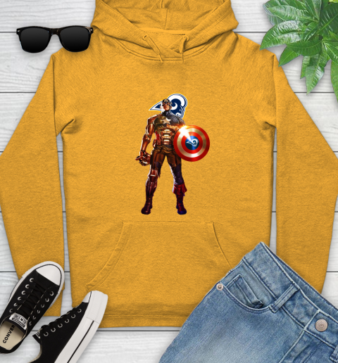NFL Captain America Marvel Avengers Endgame Football Sports Los Angeles Rams Youth Hoodie 3