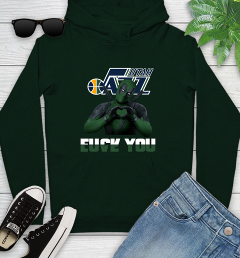 NBA Utah Jazz Deadpool Love You Fuck You Basketball Sports Youth Hoodie 14