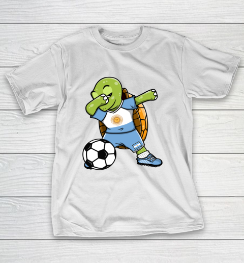 Dabbing Turtle Argentina Soccer Fans Jersey Flag Football T-Shirt
